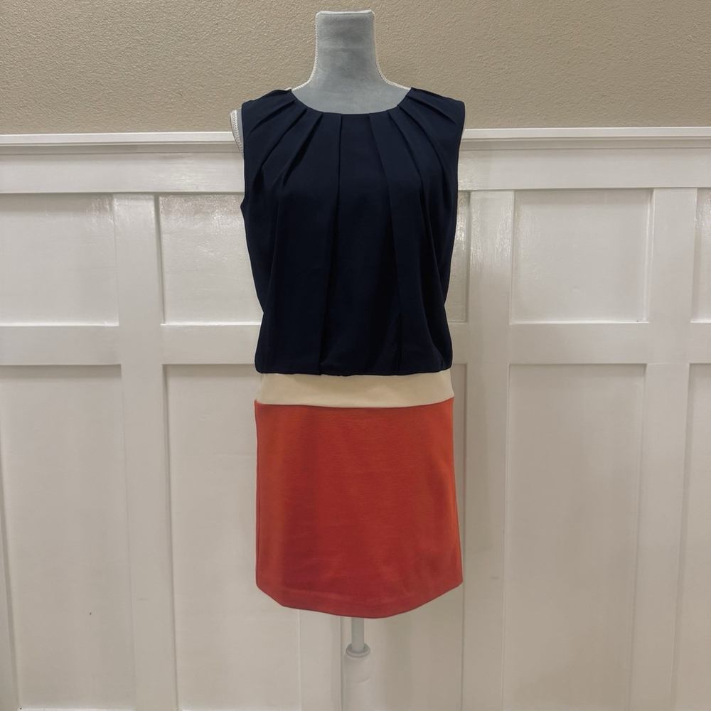 NWT THML Colorblock Mini Dress Size:M blue red white Lined Sleeveless